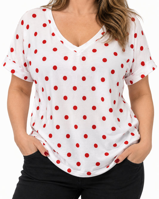 Polera Lunares Rojo