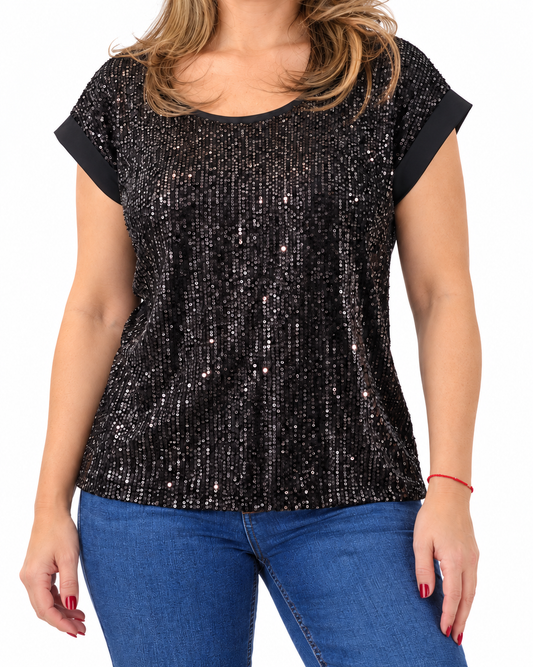 Polera Lentejuelas Marcela Negro
