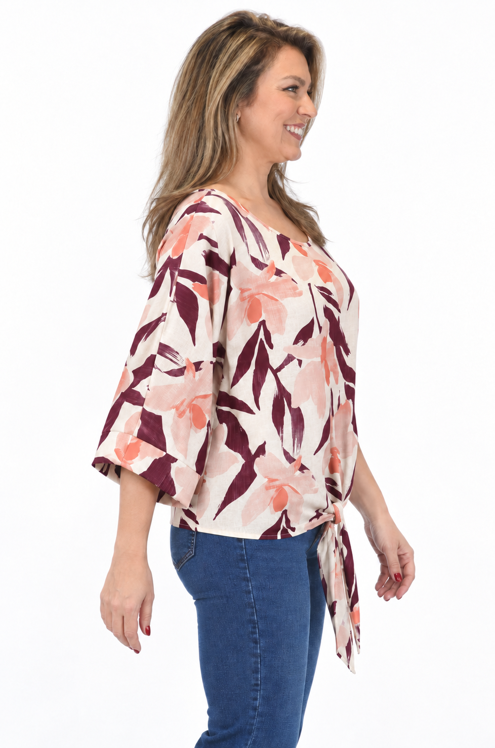 Blusa Flores Loreto Burdeo