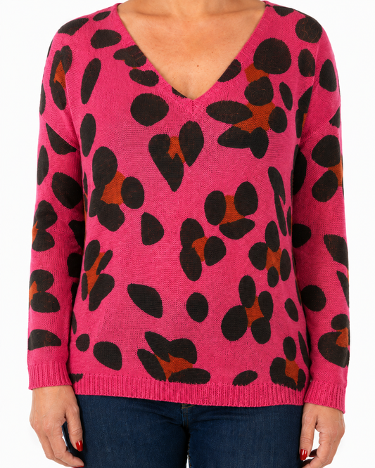 Sweater Hilo Print Selva Fucsia