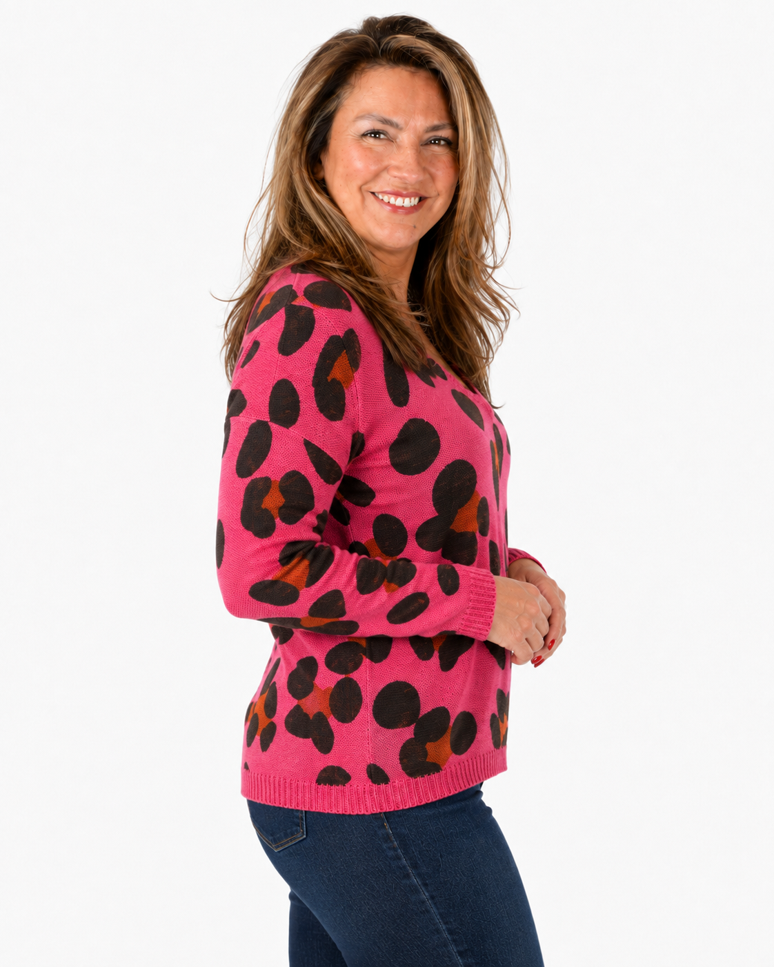 Sweater Hilo Print Selva Fucsia