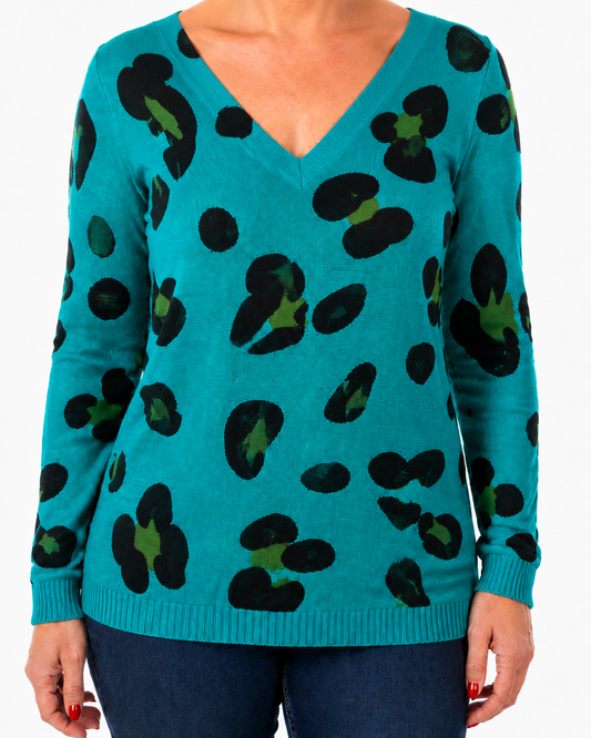 Sweater Hilo Print Selva Turquesa