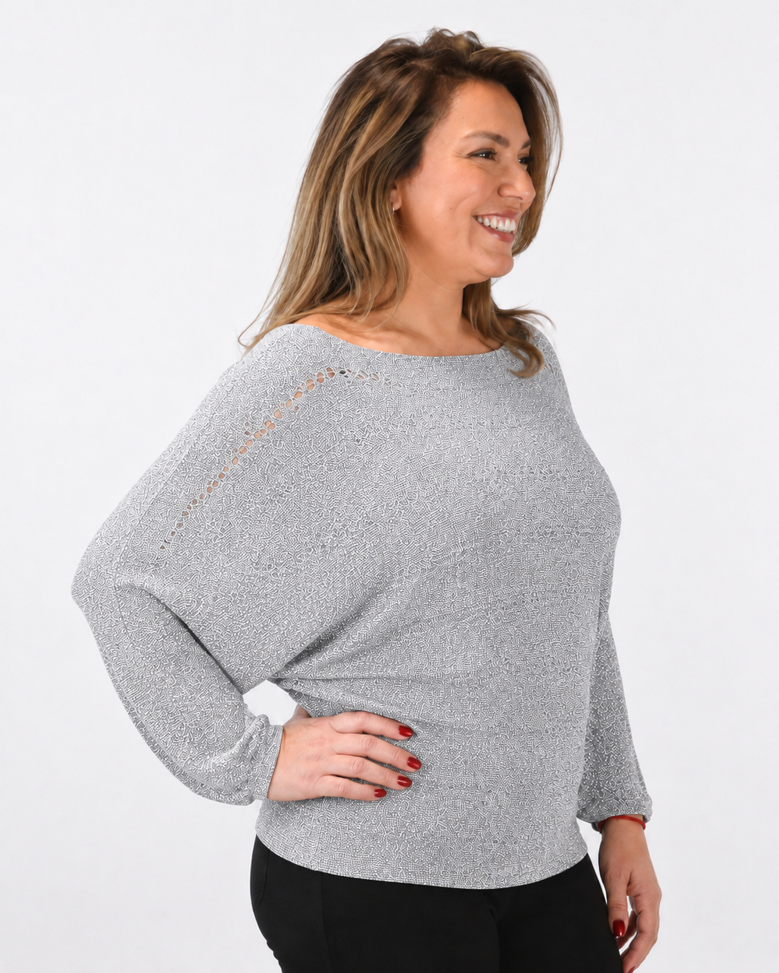 Sweater Manga Murcielago Plateado