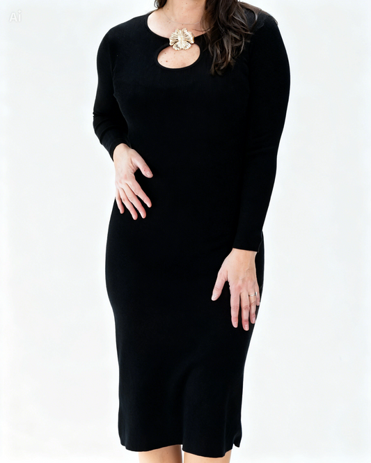 Vestido Flor Dorada Negro