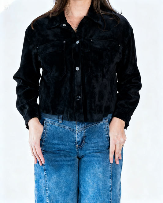 Chaqueta Biker Jesu Gamuza Negro