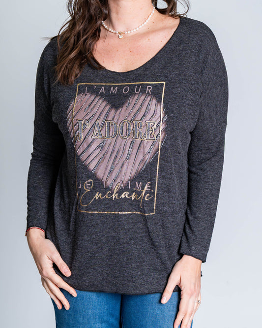 Polera Enchange Glitter Negro