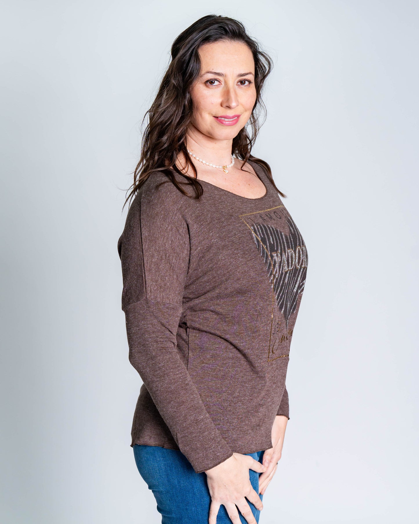 Polera Enchange Glitter Café