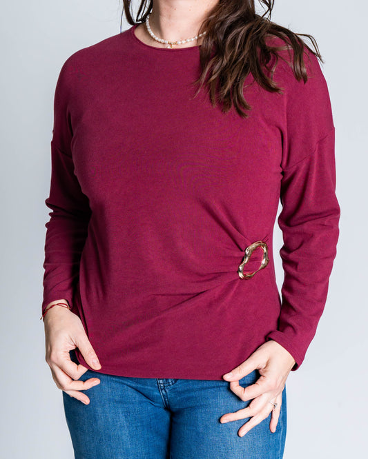 Polera Rosita Hebilla Burdeo