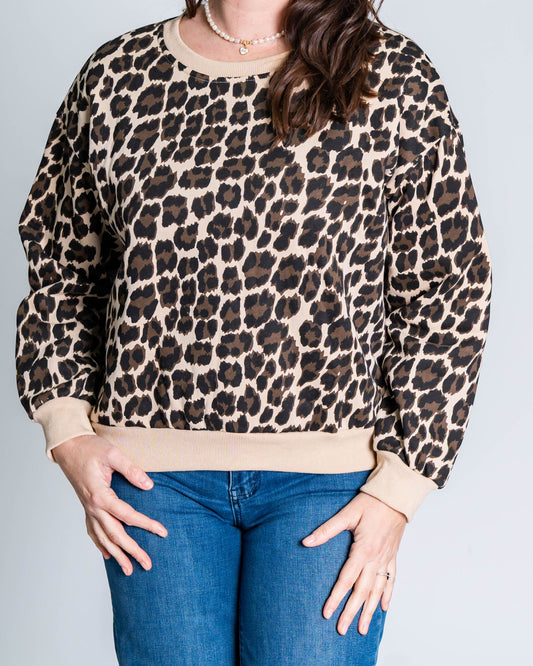 Polerón con Polar Print Beige