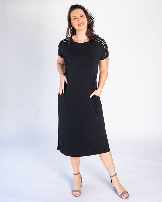 Vestido BR Brillos Negro Tachas