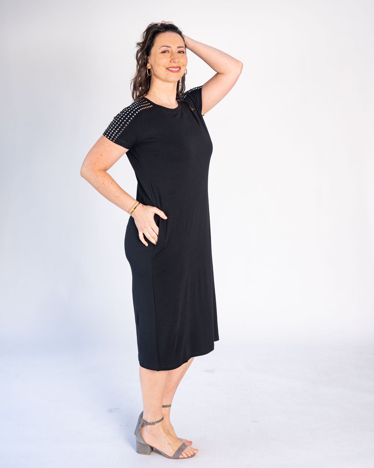 Vestido BR Brillos Negro Tachas
