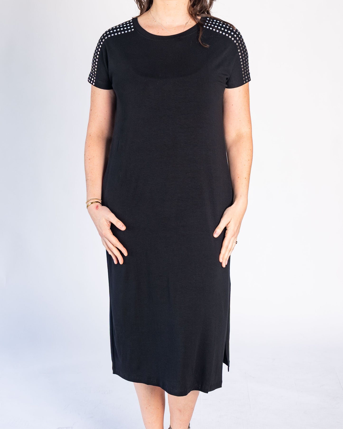 Vestido BR Brillos Negro Tachas