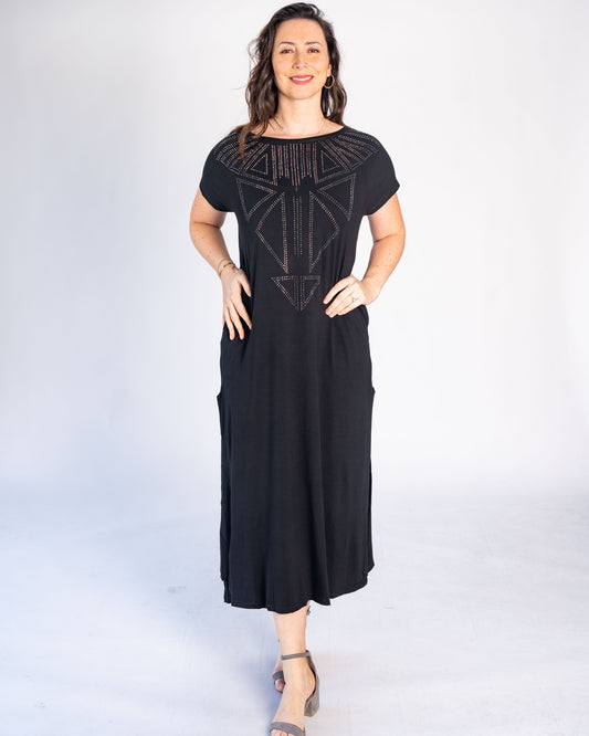 Vestido BR Brillos Negro Triangulo