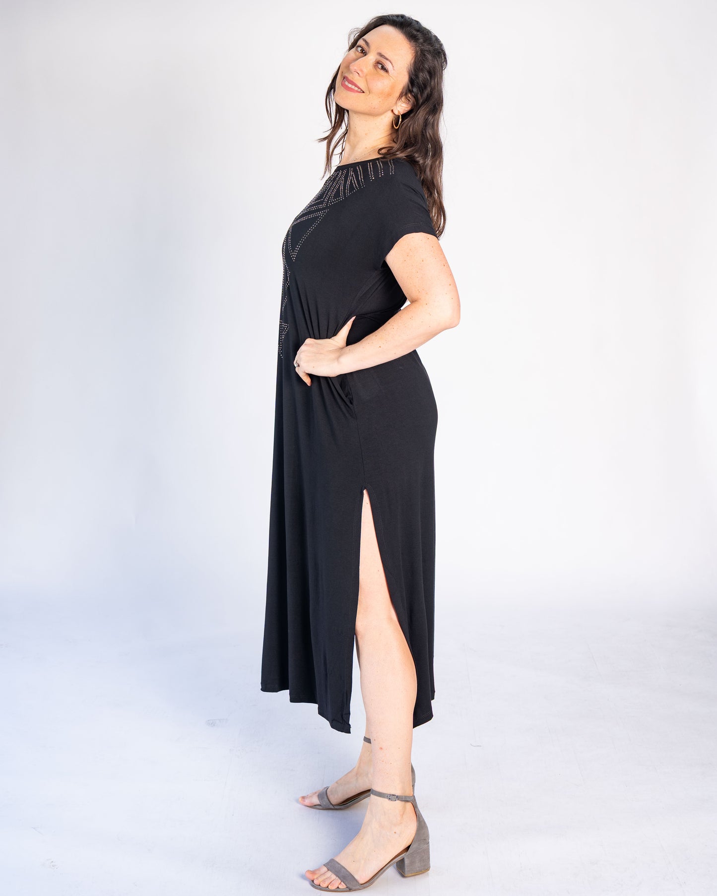 Vestido BR Brillos Negro Triangulo