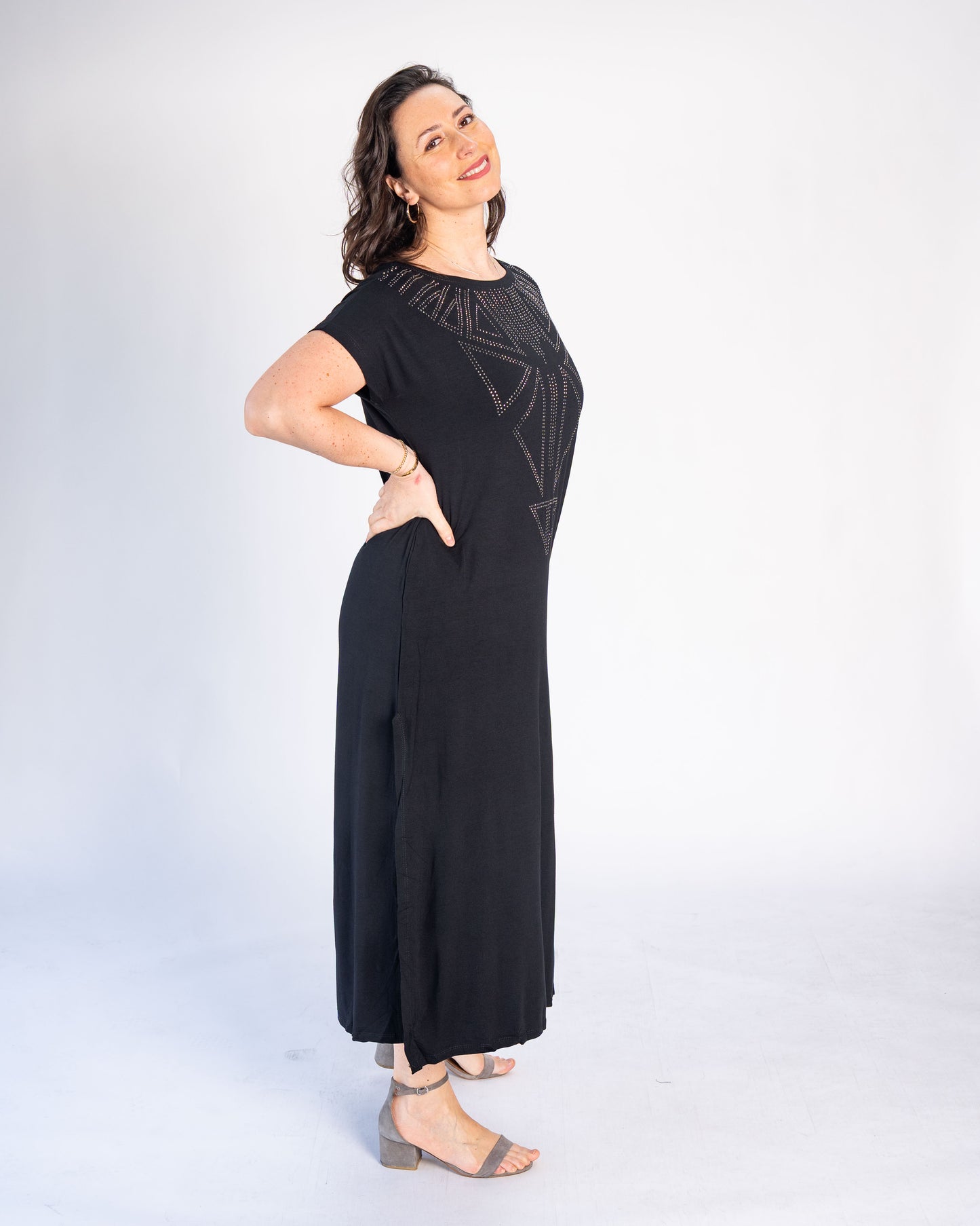 Vestido BR Brillos Negro Triangulo