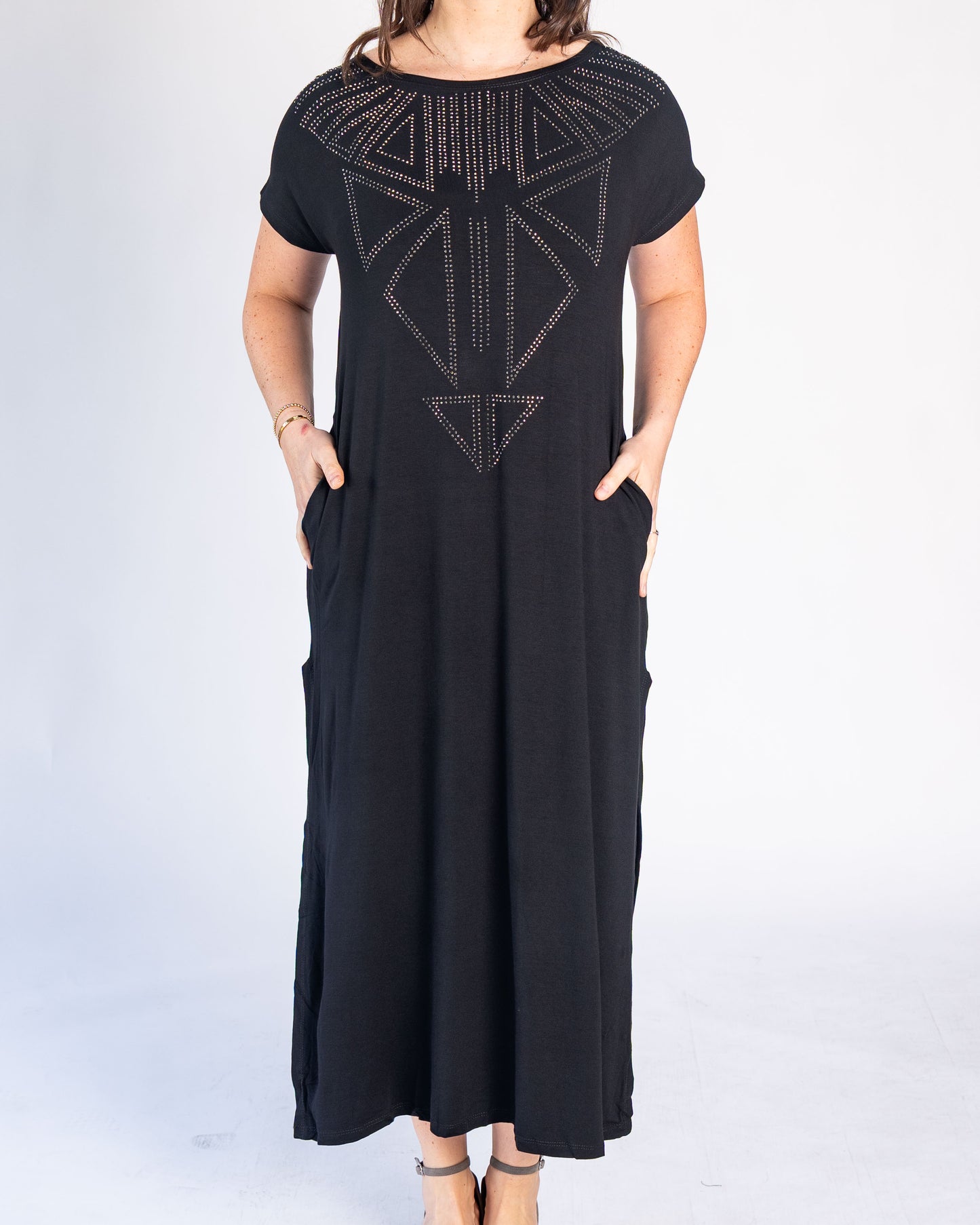 Vestido BR Brillos Negro Triangulo