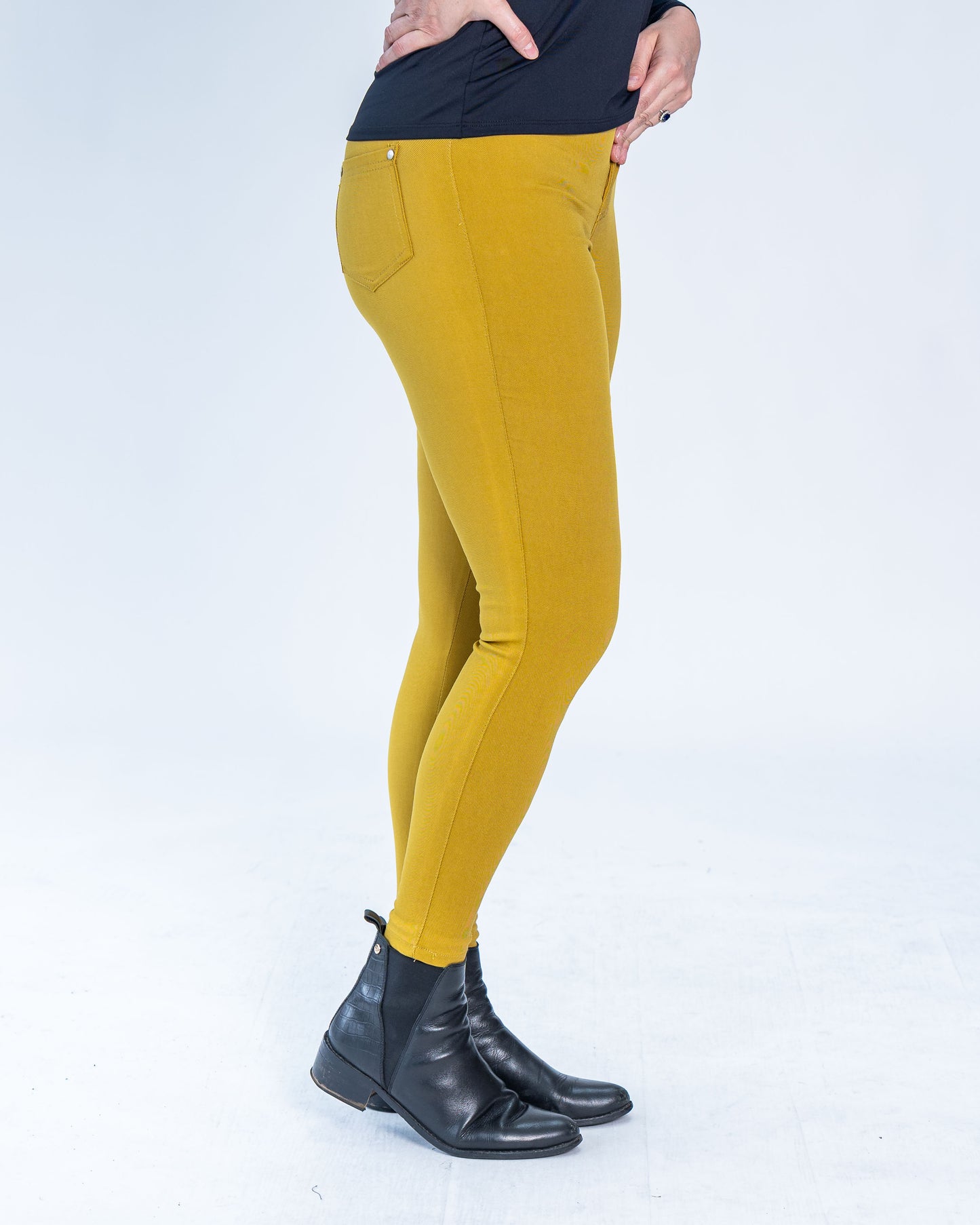 Leggins Elasticados Tiro Alto Mostaza