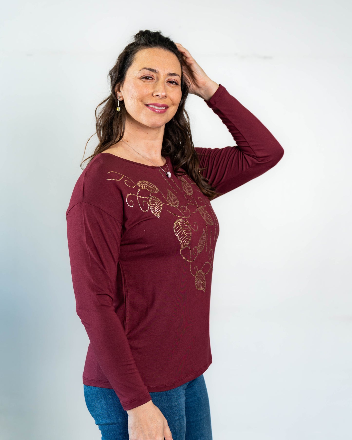 Polera Josefa Gold Burdeo