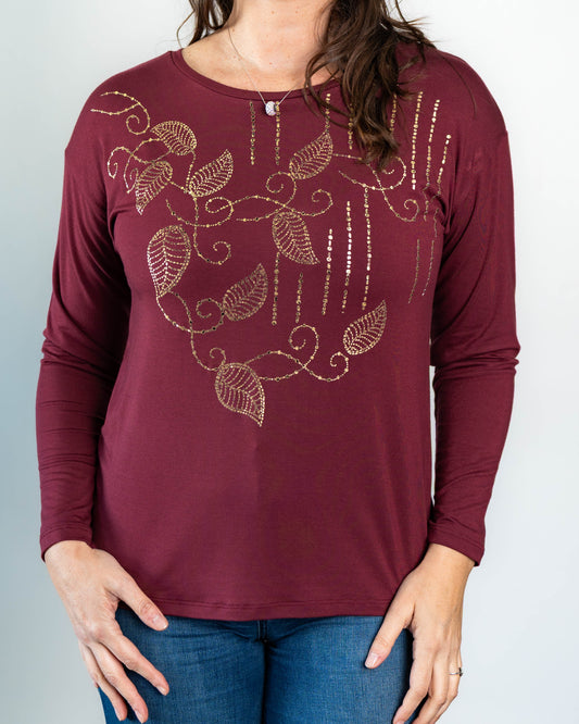 Polera Josefa Gold Burdeo