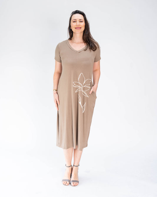 Vestido BR Hibiscus Beige