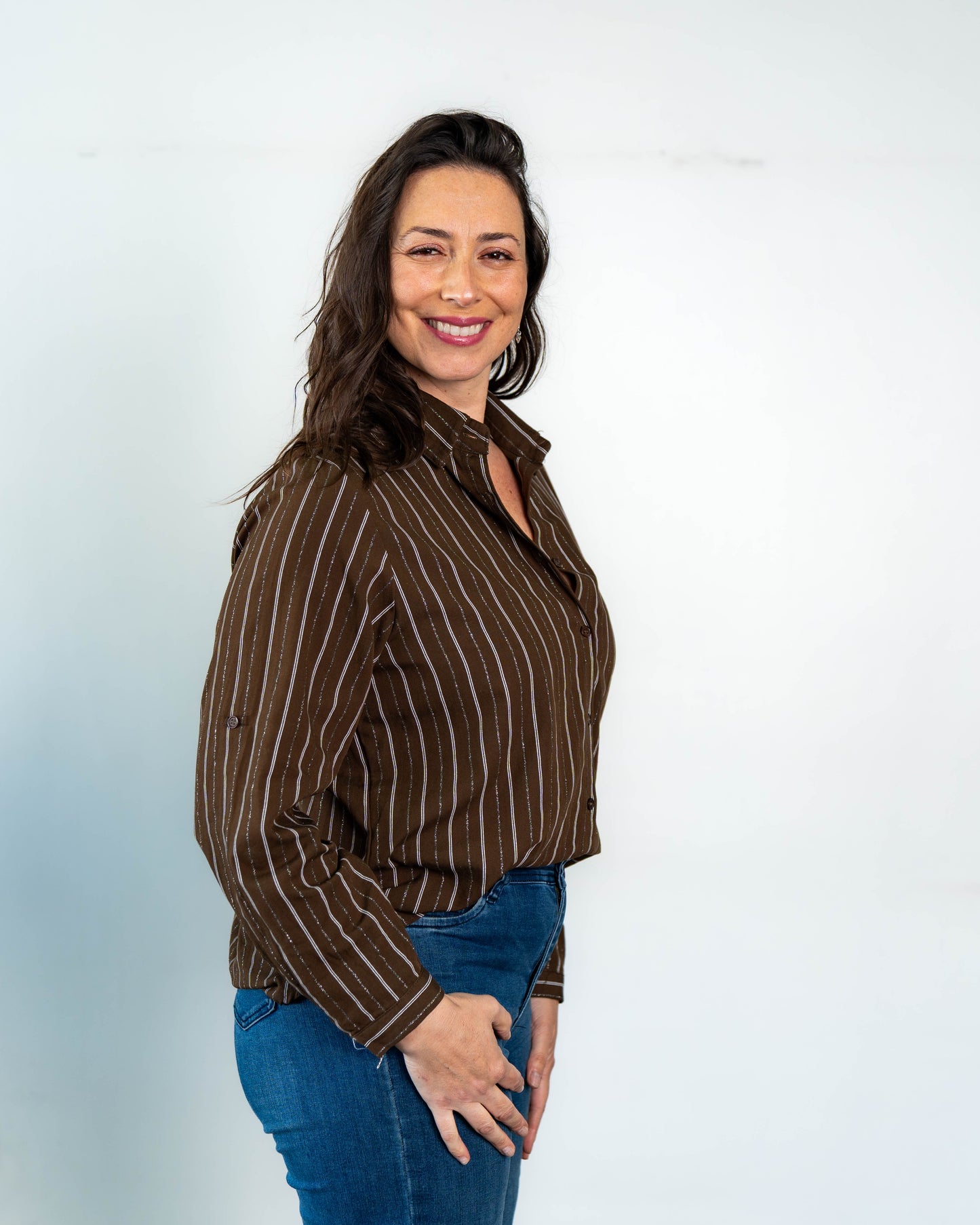 Blusa Samanta Brillos Chocolate