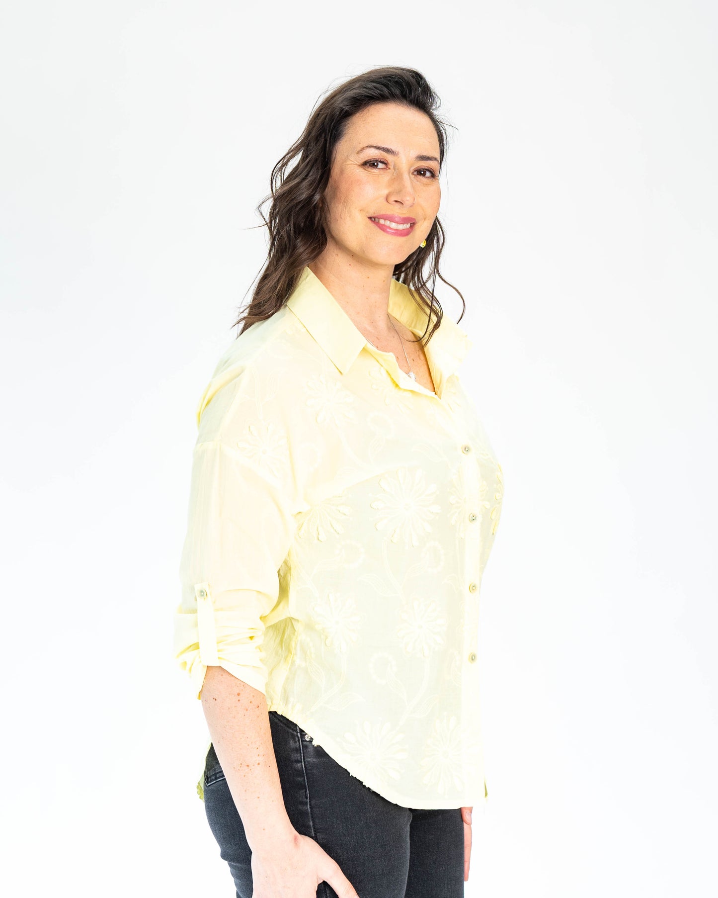 Blusa Bordada Pastel Amarilla