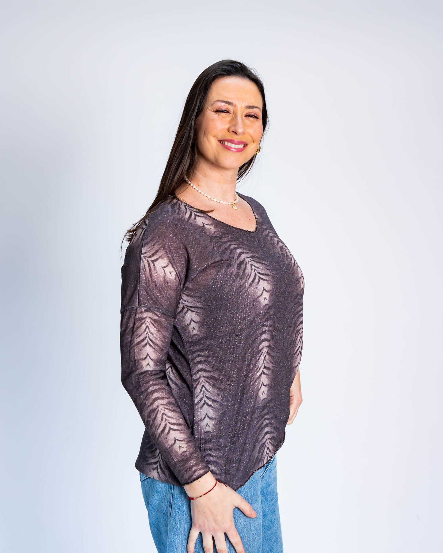 Polera Brillos Sabrina Café