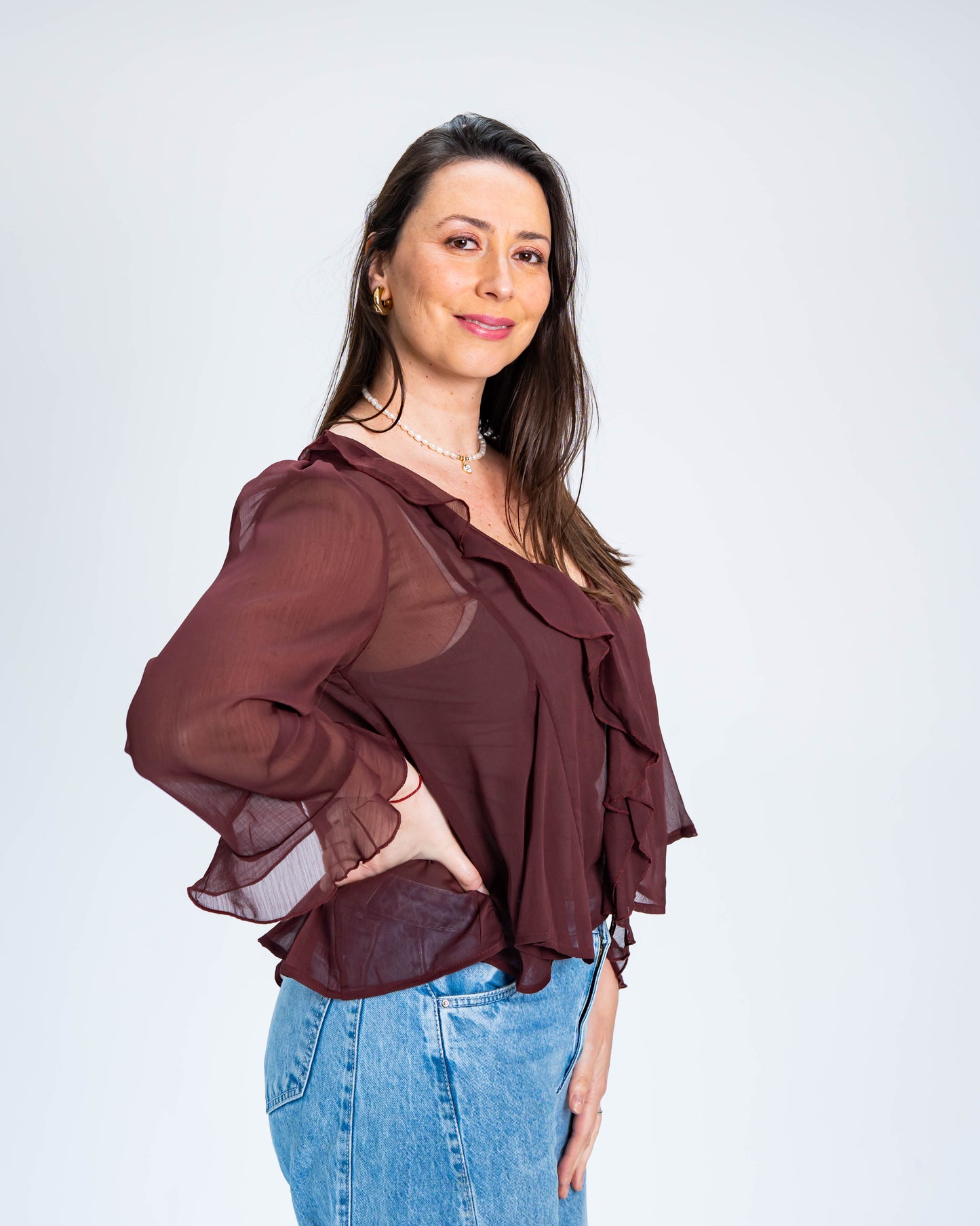 Blusa Lisa Vuelos Burdeo