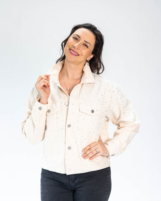 Chaqueta Brillos Beige