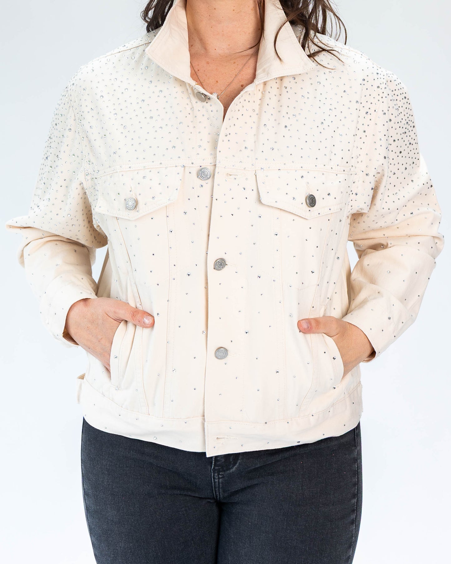 Chaqueta Brillos Beige