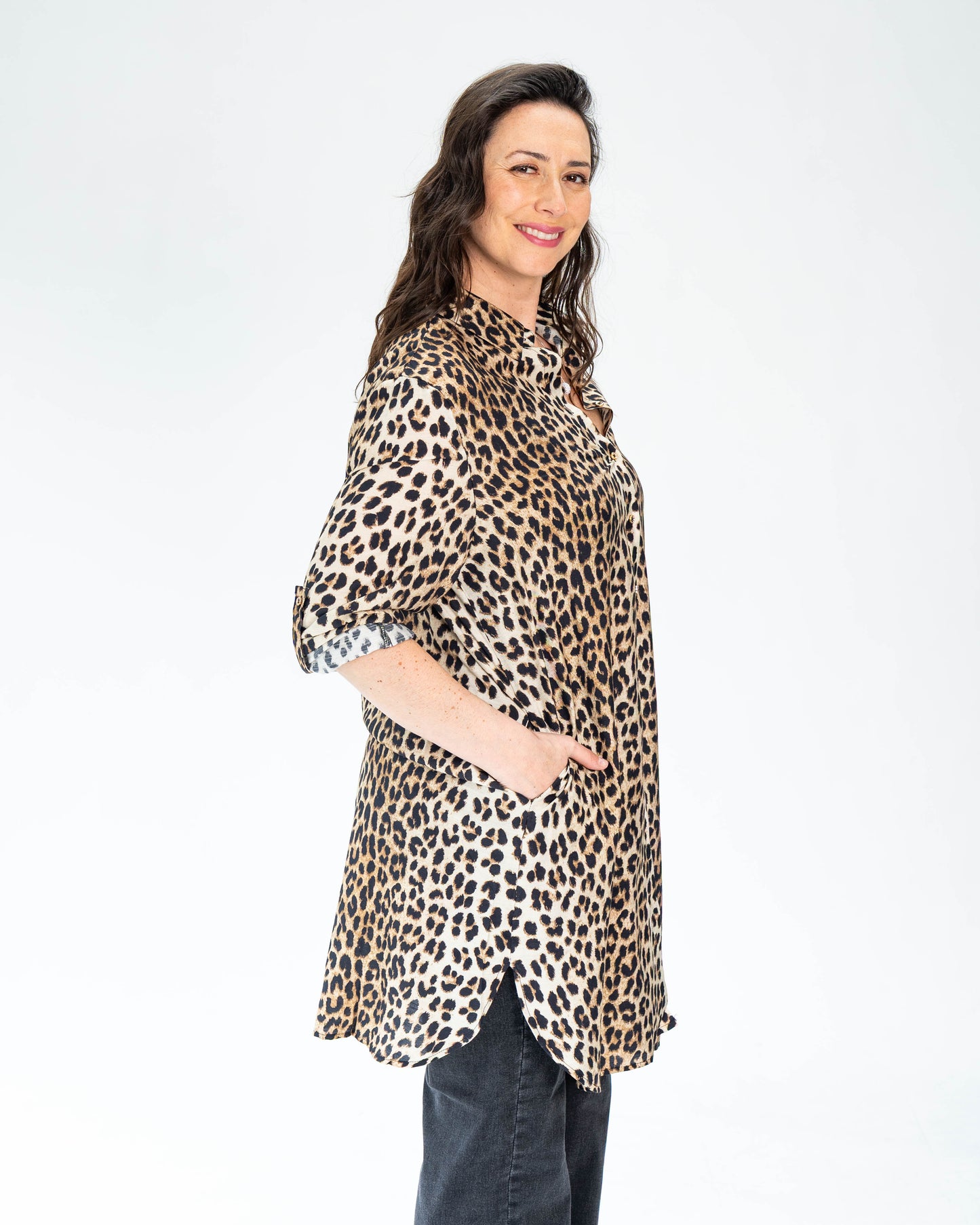 Blusa Sofía Animal Print Café