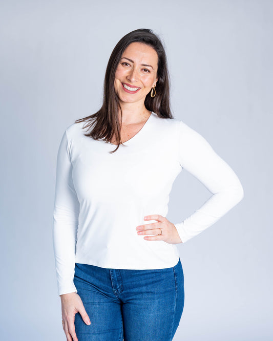 Polera Basica Cuello V Eliana Blanca