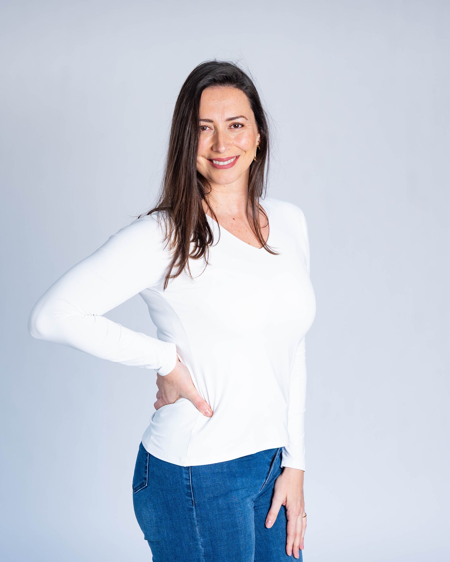 Polera Basica Cuello V Eliana Blanca