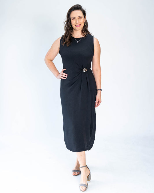Vestido Hebilla Plata Negro