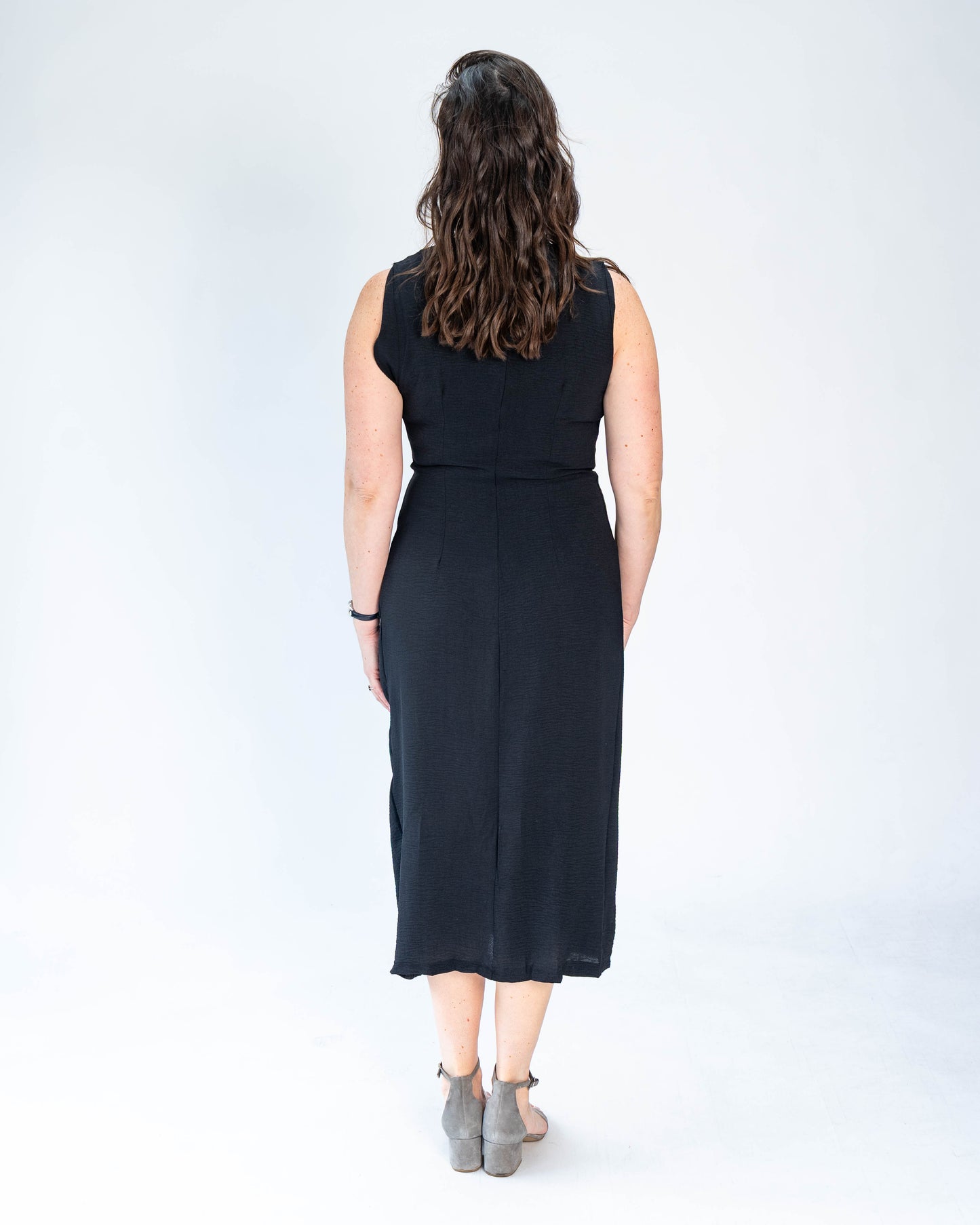 Vestido Hebilla Plata Negro