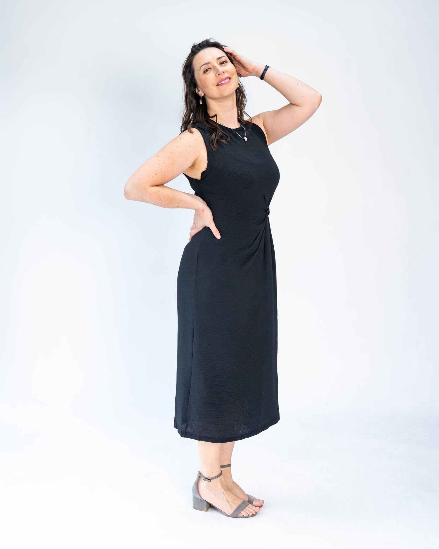 Vestido Hebilla Plata Negro