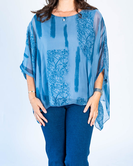 Blusa Doble Olivia Azul