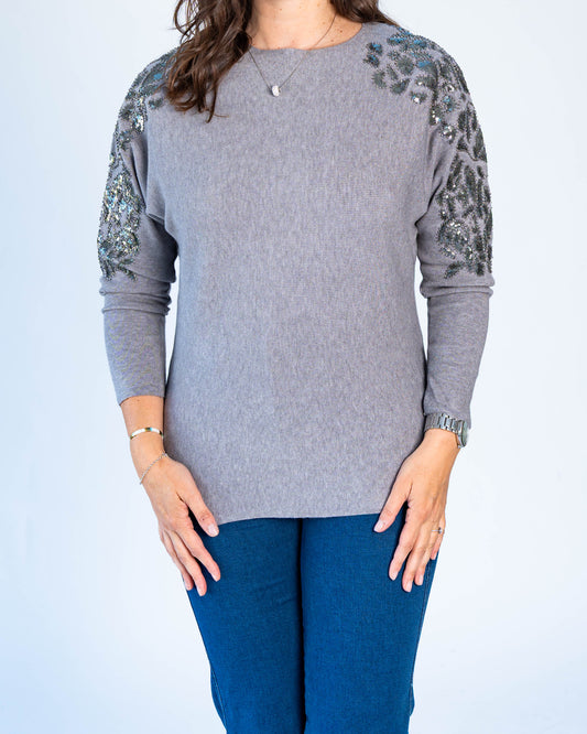 Sweater Eleonor Aplicaciones Gris