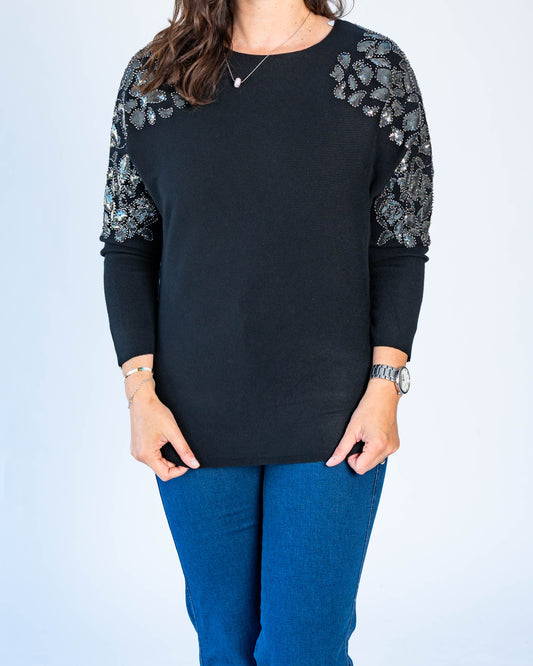 Sweater Eleonor Aplicaciones Negro