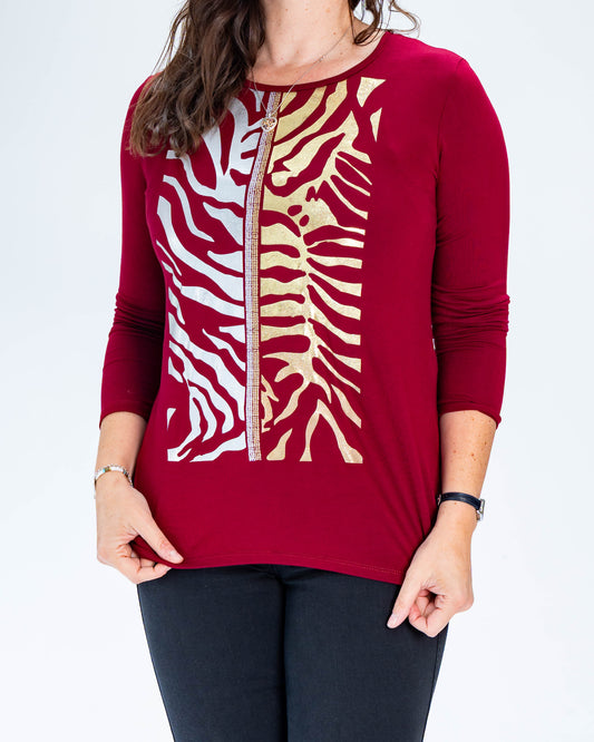 Polera Veronica Metalizada Roja