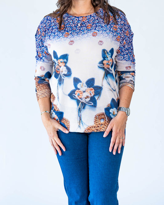 Sweater Hilo Estampado Crochet