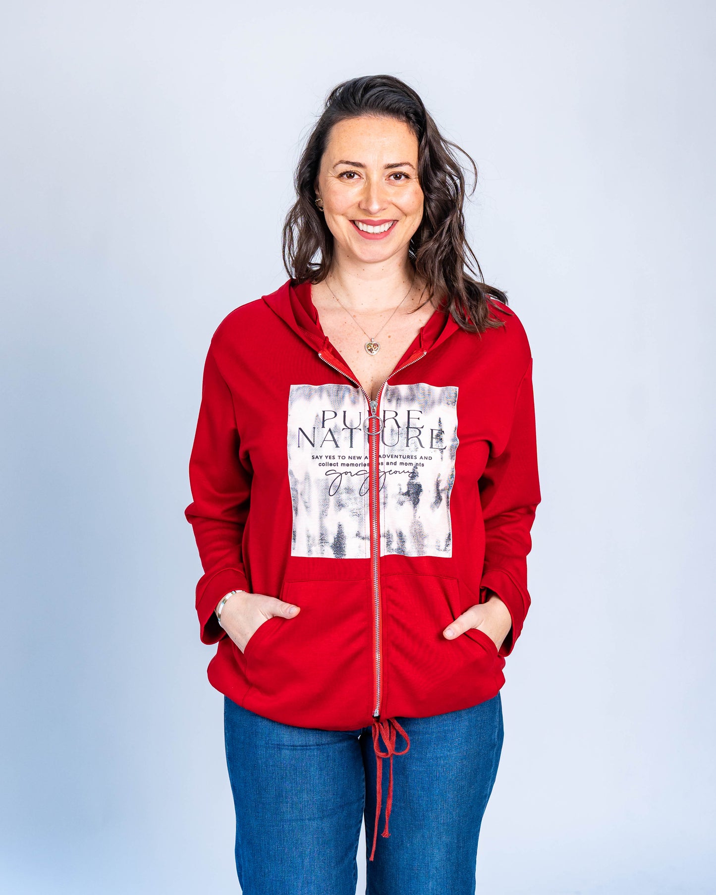 POLERON ESTAMPADO NATURE ROJO