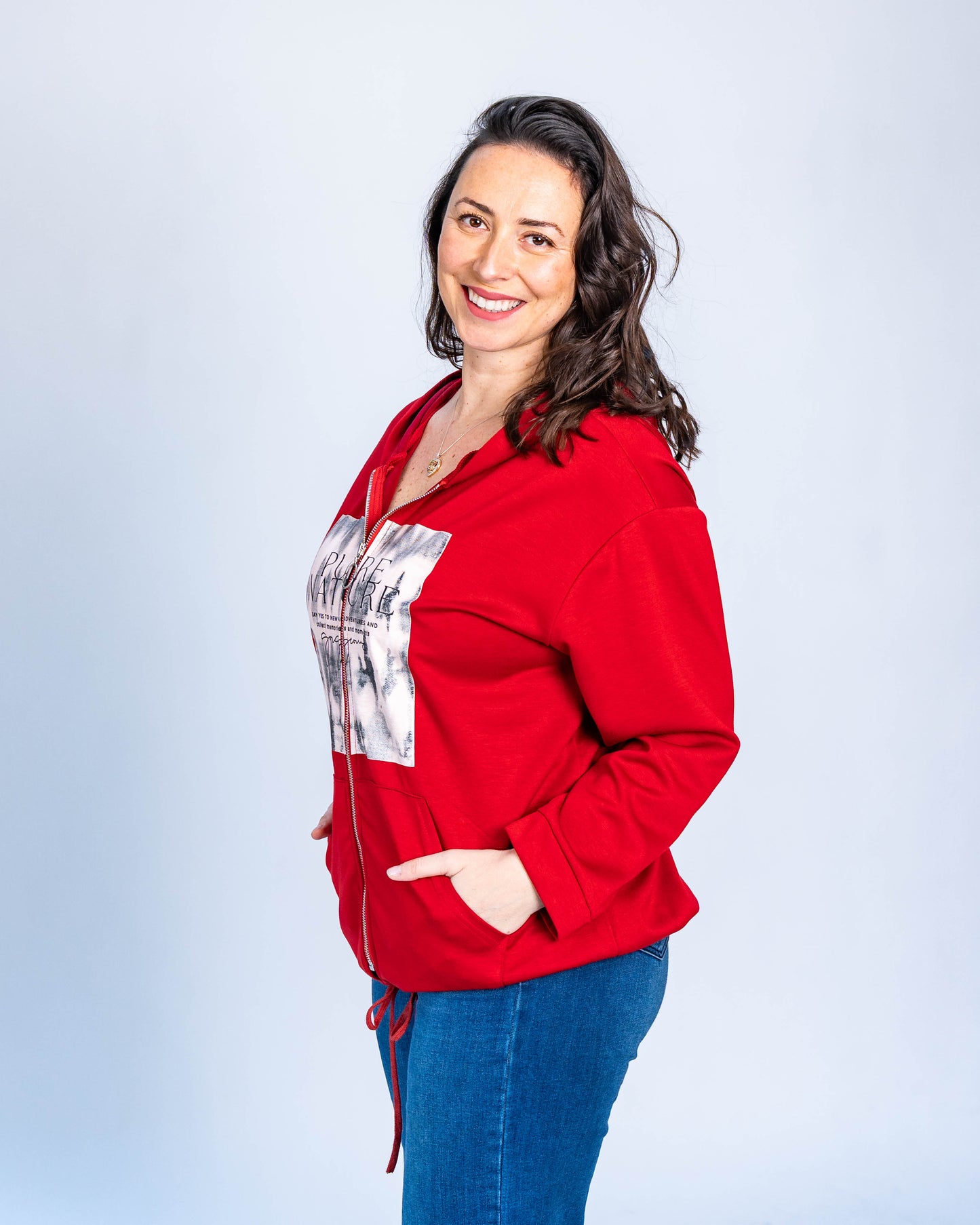 POLERON ESTAMPADO NATURE ROJO