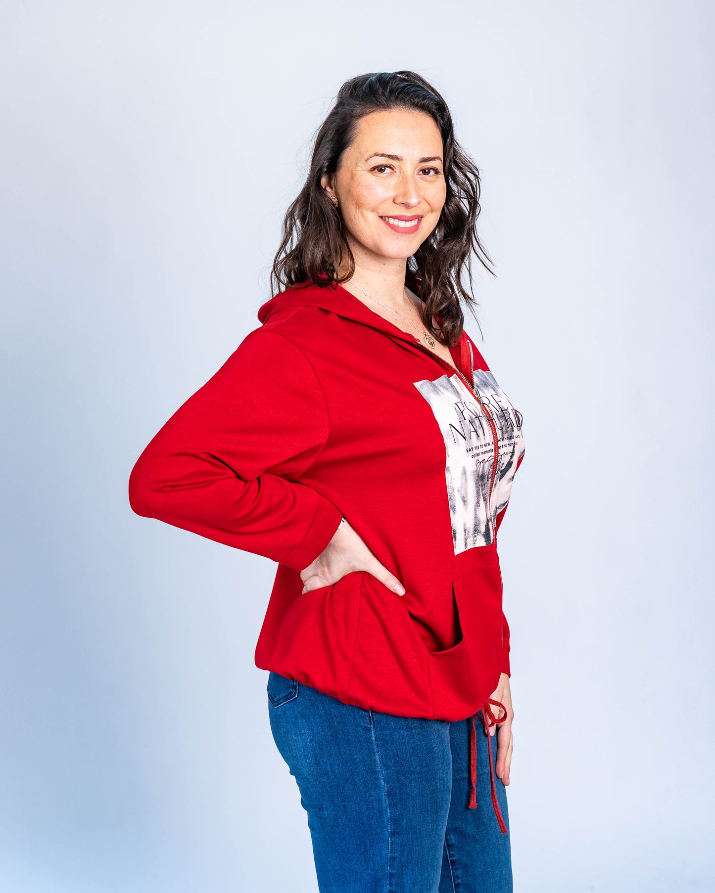 POLERON ESTAMPADO NATURE ROJO