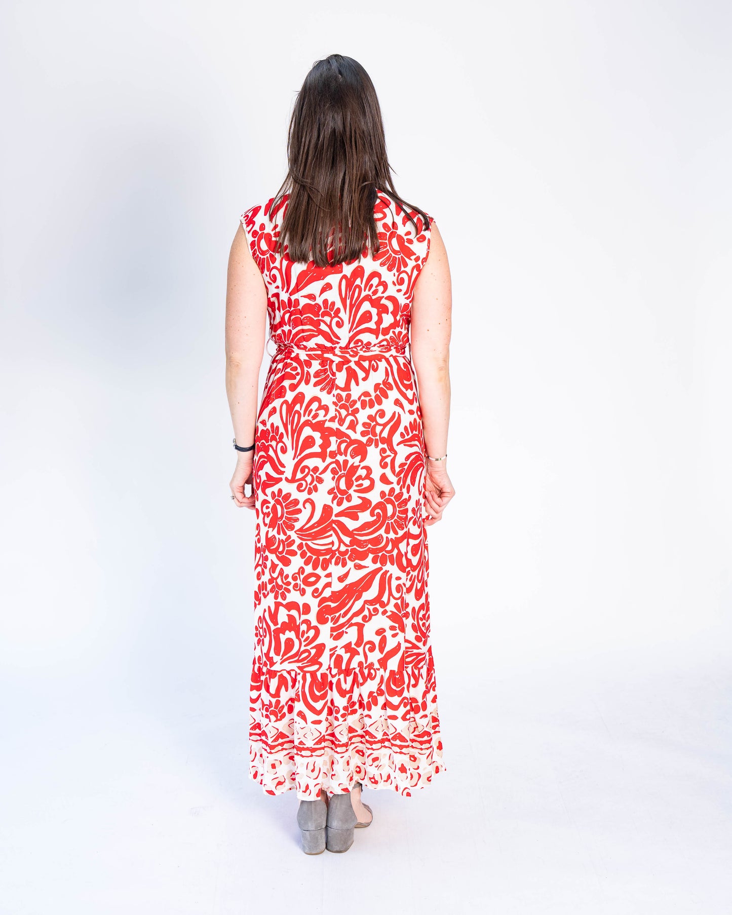 Vestido Duo Animal Print/Flor Rojo
