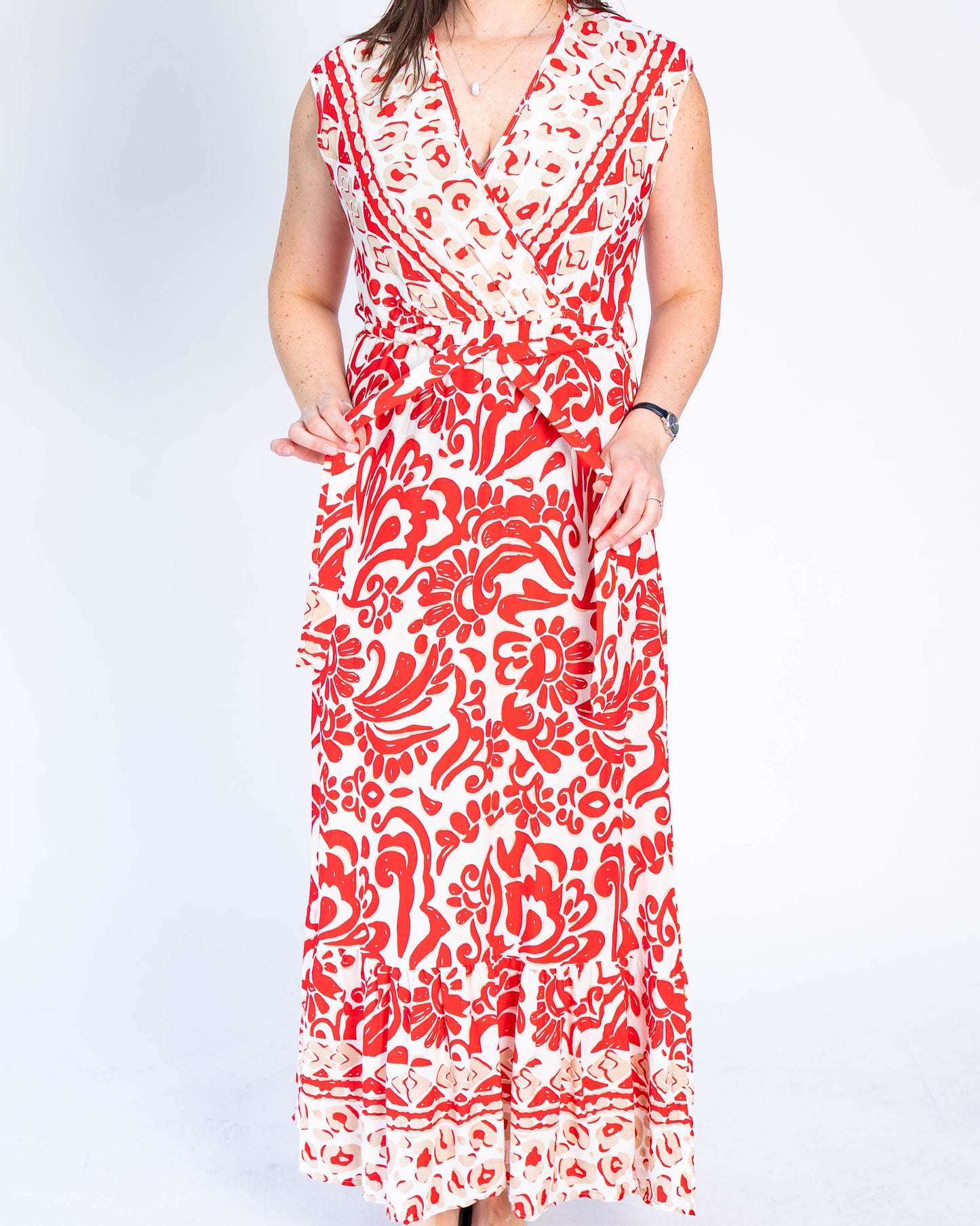 Vestido Duo Animal Print/Flor Rojo