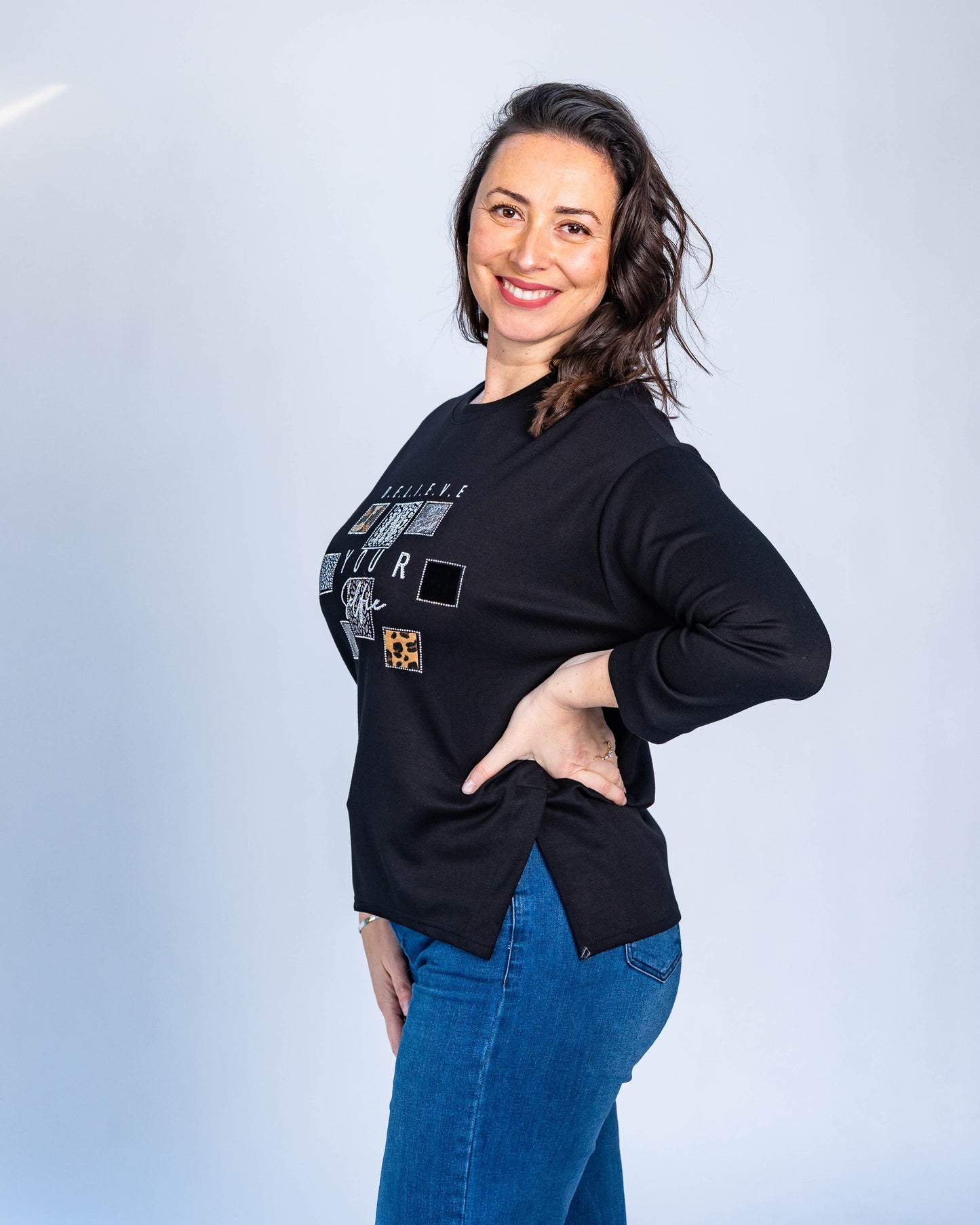 Polerón Believe Print Negro