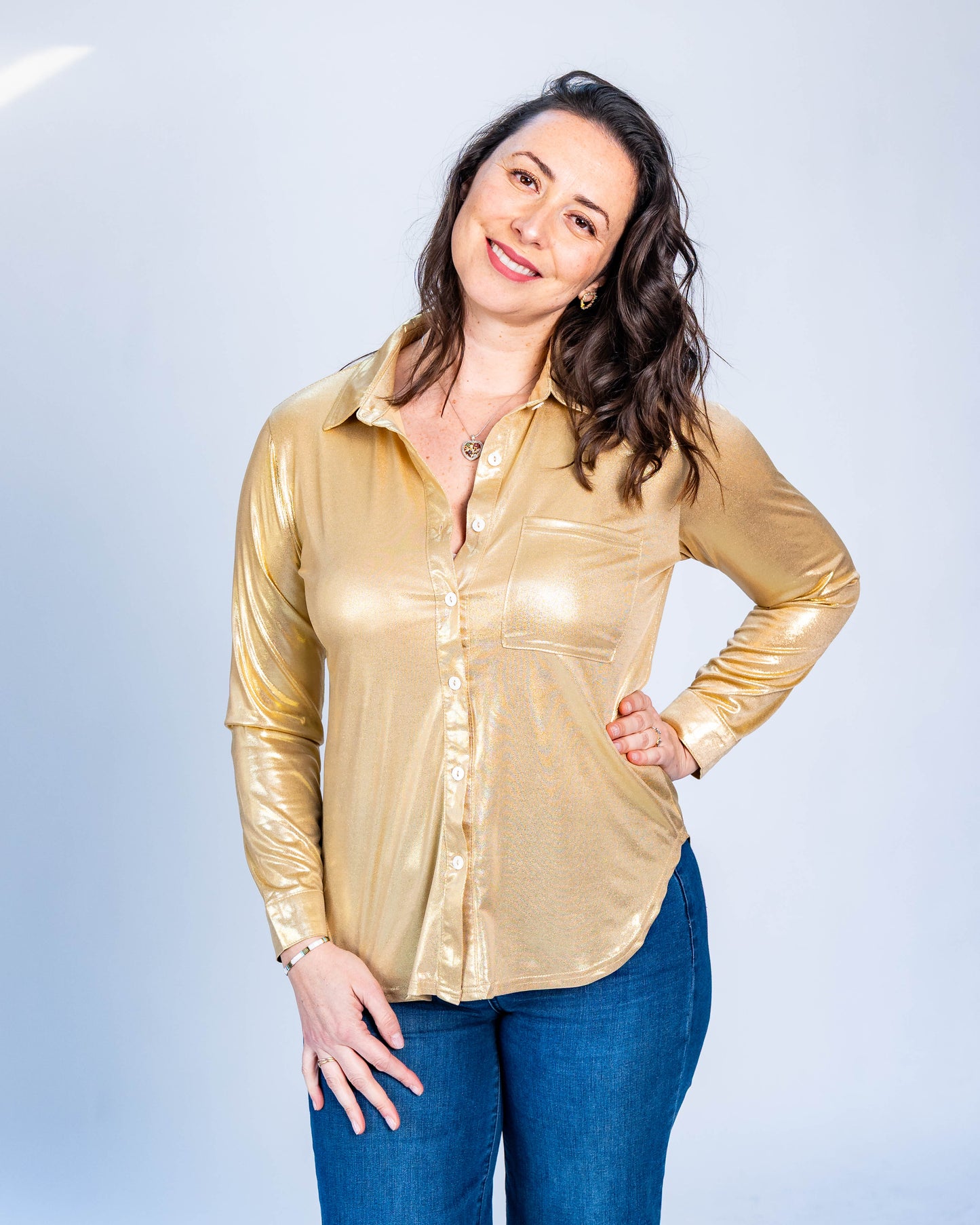 Blusa Metalizada Dorada