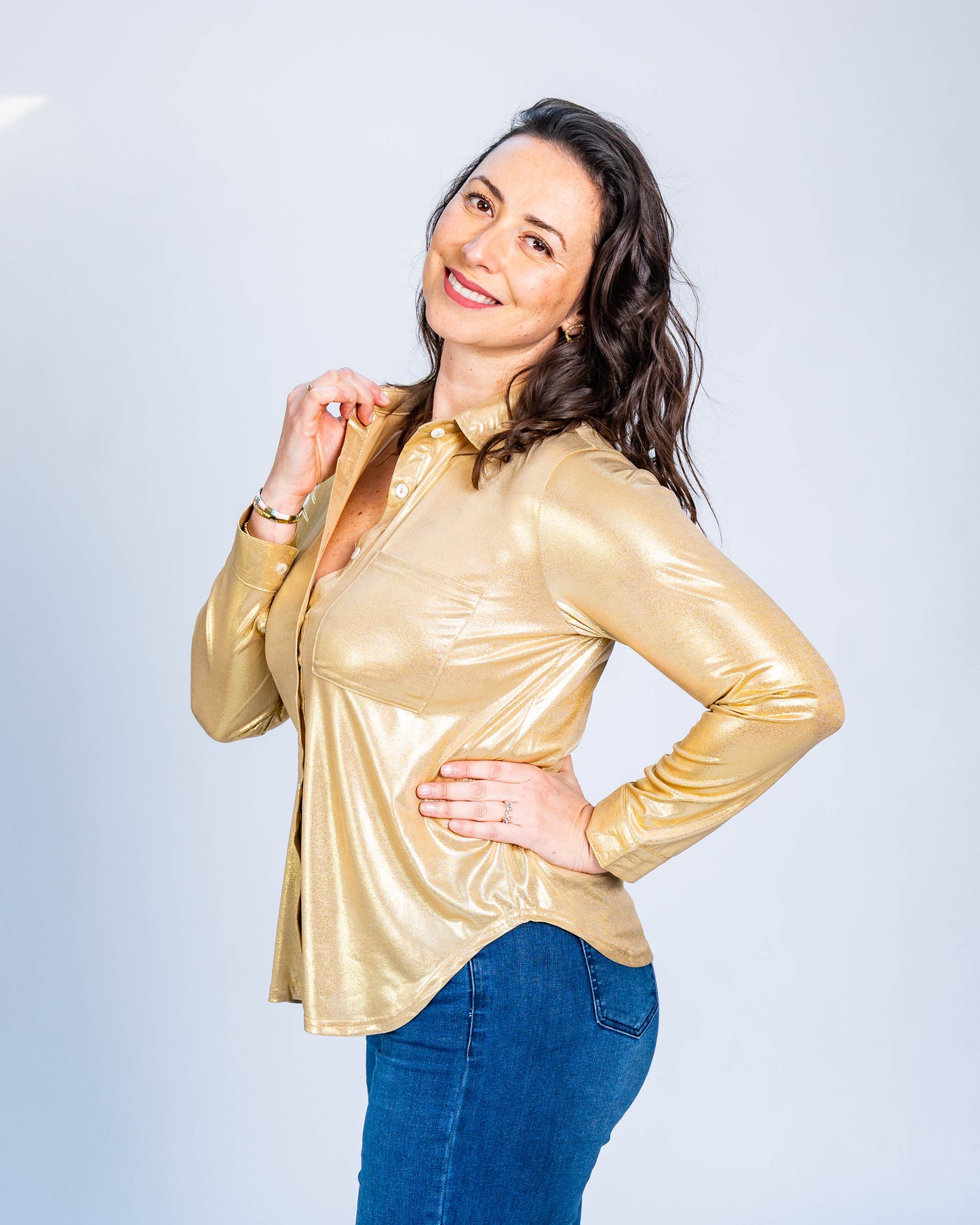 Blusa Metalizada Dorada