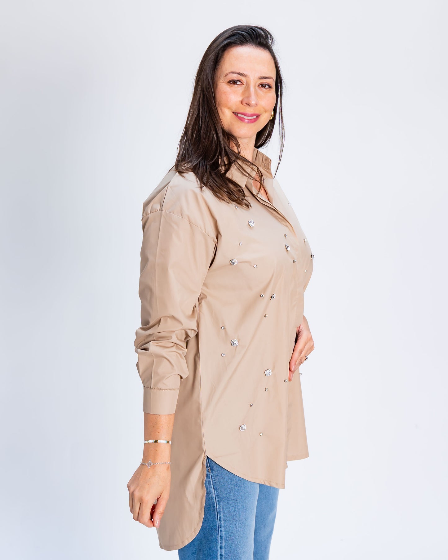 Blusón Maddie Aplicaciones Beige